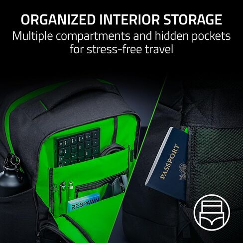 Razer Rogue V4 16" Gaming Laptop Backpack — Tear & Water Resistant Exterior, Shockproof Sleeve Fits Up to 16 inch Laptops, Ergonomic Comfort, Made with Recycled Material, Padded Shoulder Straps in Kuwait