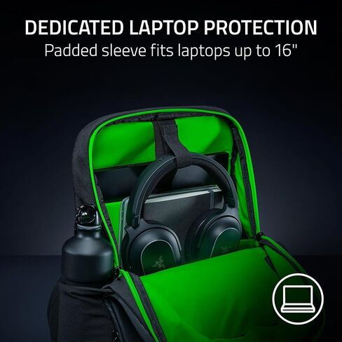 Razer Rogue V4 16" Gaming Laptop Backpack — Tear & Water Resistant Exterior, Shockproof Sleeve Fits Up to 16 inch Laptops, Ergonomic Comfort, Made with Recycled Material, Padded Shoulder Straps in Kuwait