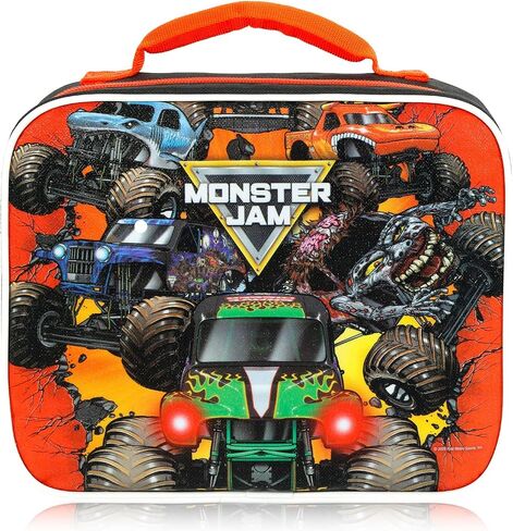 حقيبة ظهر Monster Jam مع صندوق غداء - حزمة مع حقيبة ظهر Grave Digger مقاس 16 بوصة، وحقيبة غداء، وزجاجة مياه، ووشم، والمزيد | حقيبة مدرسية Monster Jam للأولاد والأطفال in Kuwait