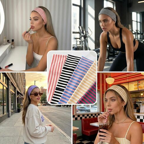 Waliah 6Pcs Striped Headbands for Women Wide Headbands for Women Non Slip Head Bands Women's Trendy Hair Accessories in Saudi Arabia