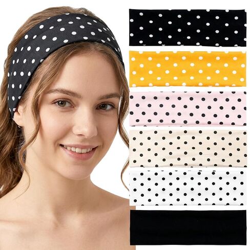 Waliah 6Pcs Striped Headbands for Women Wide Headbands for Women Non Slip Head Bands Women's Trendy Hair Accessories in Saudi Arabia