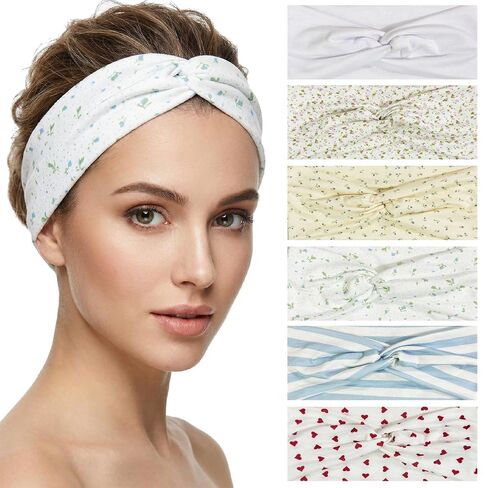 Waliah 6Pcs Striped Headbands for Women Wide Headbands for Women Non Slip Head Bands Women's Trendy Hair Accessories in Saudi Arabia
