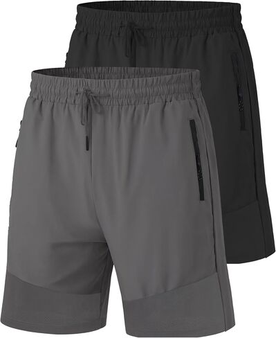 2 Pack Mens Athletic Shorts 7" Quick Dry Running Shorts with Zipper Pockets, Lightweight Basketball Shorts Mens Gym in Saudi Arabia