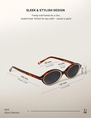TIJN Olisa Retro Oval Sunglasses for Women & Men – Polarized UV400 Protection, Lightweight Stylish Frame, Trendy Sun Glasses in Kuwait