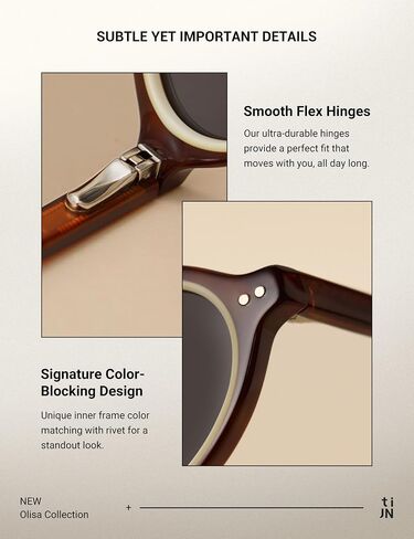 TIJN Olisa Retro Oval Sunglasses for Women & Men – Polarized UV400 Protection, Lightweight Stylish Frame, Trendy Sun Glasses in Kuwait
