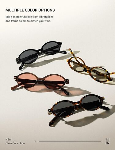 TIJN Olisa Retro Oval Sunglasses for Women & Men – Polarized UV400 Protection, Lightweight Stylish Frame, Trendy Sun Glasses in Kuwait