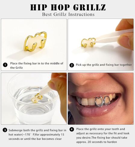 GIFIKOI 9Pcs Grillz Teeth Caps for Women Men Fake Tooth Cap Grill Dental Jewelry Kit for Teeth Hip Hop Halloween Party Single Grillz Jewelry Set Gold in Saudi Arabia