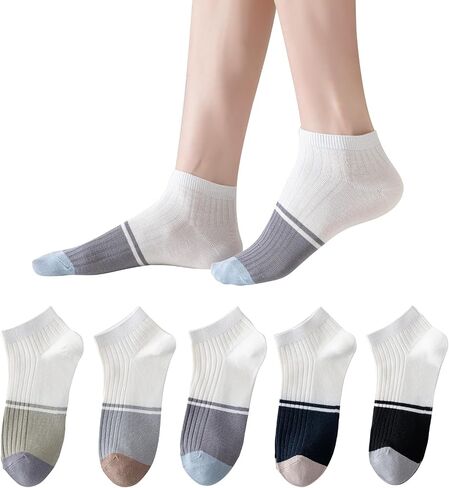 Mottee&Zconia Men’s Ankle Socks Cotton Non-Slip Striped Thin Summer Low Cut White Socks for men 10 Pack Size 8-11 in Saudi Arabia