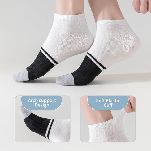 Mottee&Zconia Men’s Ankle Socks Cotton Non-Slip Striped Thin Summer Low Cut White Socks for men 10 Pack Size 8-11 in Saudi Arabia