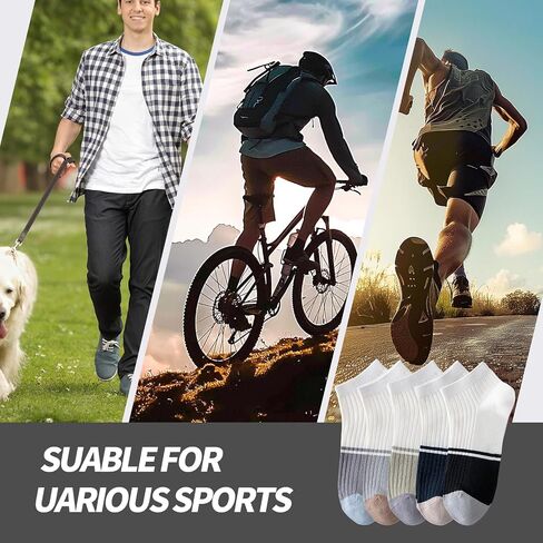 Mottee&Zconia Men’s Ankle Socks Cotton Non-Slip Striped Thin Summer Low Cut White Socks for men 10 Pack Size 8-11 in Saudi Arabia