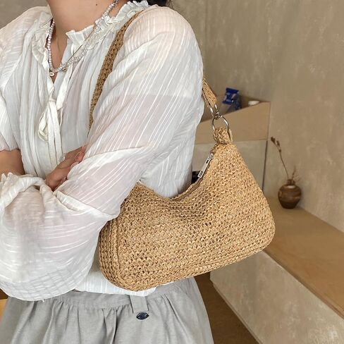 Summer Straw Purses for Women Small Woven Shoulder Bag with Strap Straw Handbags for Vacation in Saudi Arabia