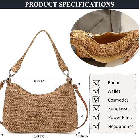 Summer Straw Purses for Women Small Woven Shoulder Bag with Strap Straw Handbags for Vacation in Saudi Arabia