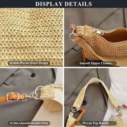 Summer Straw Purses for Women Small Woven Shoulder Bag with Strap Straw Handbags for Vacation in Saudi Arabia