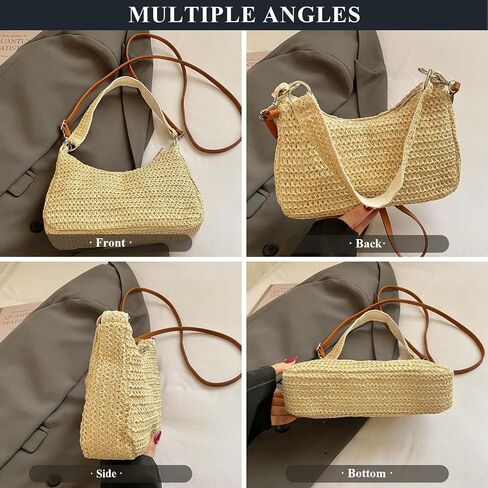 Summer Straw Purses for Women Small Woven Shoulder Bag with Strap Straw Handbags for Vacation in Saudi Arabia