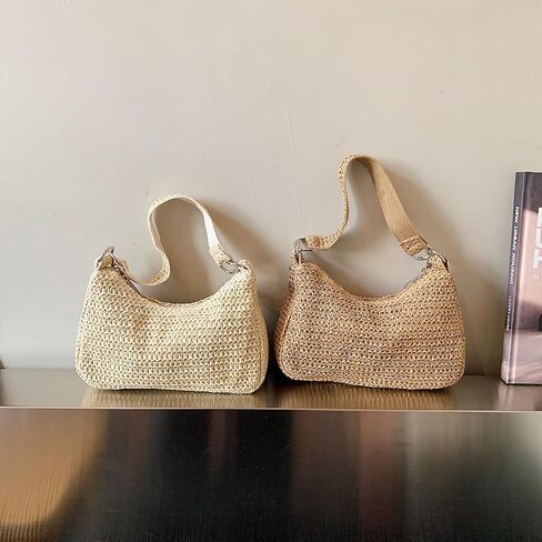Summer Straw Purses for Women Small Woven Shoulder Bag with Strap Straw Handbags for Vacation in Saudi Arabia