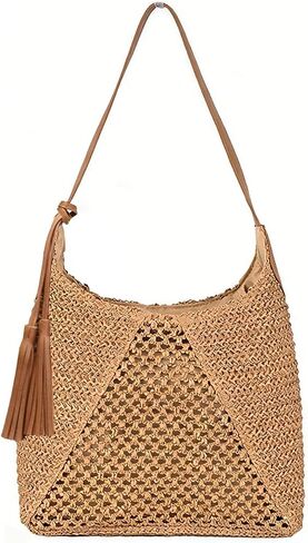 Beach Bag Shoulder Mesh Summer Vacation Straw Purse Woven Beach Bags For Women 2026 Handbags in Saudi Arabia
