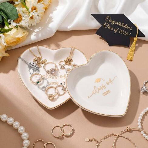 Class of 2026 Graduation Gift for Her Ceramic Jewelry Tray Dish Congratulations Gift Trinket Ring Dish for College Graduation Best Friends Nieces Sisters Memorial Present in Saudi Arabia