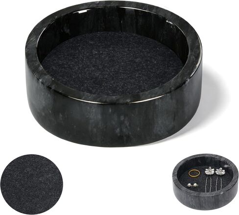 4.8 Inch Small Round Marble Tray with Protective Felt Pad, Jewelry Ring Dish Holder, Decorative Serving Trays for Dresser, Entryway, Tabletop Decor (White) in Saudi Arabia