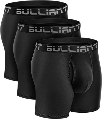 ملابس داخلية بوكسر للرجال من BULLIANT، عبوات متعددة، ملابس داخلية مريحة من الخيزران والرايون 2X ناعمة قابلة للتمدد وقابلة للتنفس بدون ركوب الخيل in Kuwait