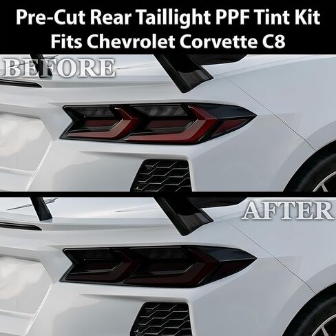 BOGAR TECH DESIGNS Precut For Chevrolet Corvette C8 2020-2025 Full Rear Taillight Tail Light Tint Kit, Dark Smoke in Saudi Arabia