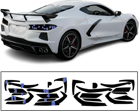 BOGAR TECH DESIGNS Precut For Chevrolet Corvette C8 2020-2025 Full Rear Taillight Tail Light Tint Kit, Dark Smoke in Saudi Arabia