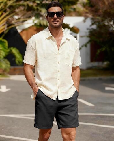 Casual Shorts for Men 7 Inch Casual Solid Men's Chino Shorts Relaxed Fit for Travel Beach in Saudi Arabia