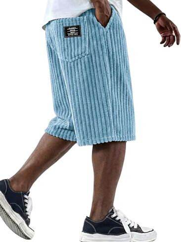 Men Corduroy Shorts Soft Baggy Sport Wear Summer Cargo Comfy Pants Casual Quick Dry Gym Sweat Shorts in Saudi Arabia