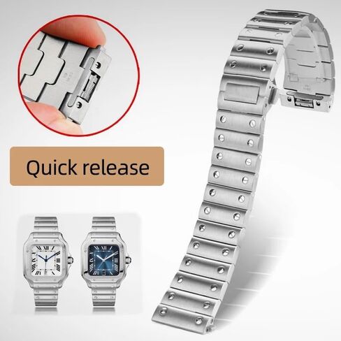 316L Solid Stainless Steel Strap Adapted，For Cartier Santos watchband Santos100 Santos butterfly buckle bracelet 21mm Men's in Kuwait