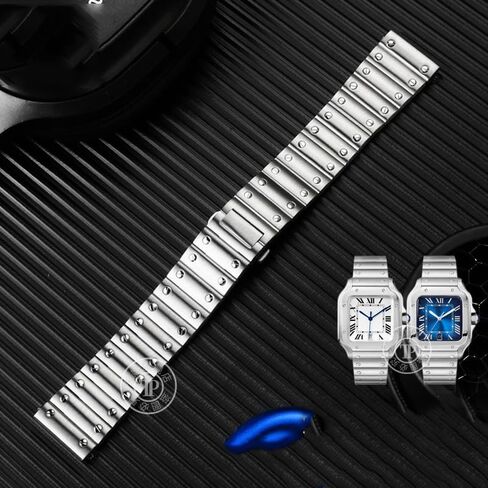 316L Solid Stainless Steel Strap Adapted，For Cartier Santos watchband Santos100 Santos butterfly buckle bracelet 21mm Men's in Kuwait