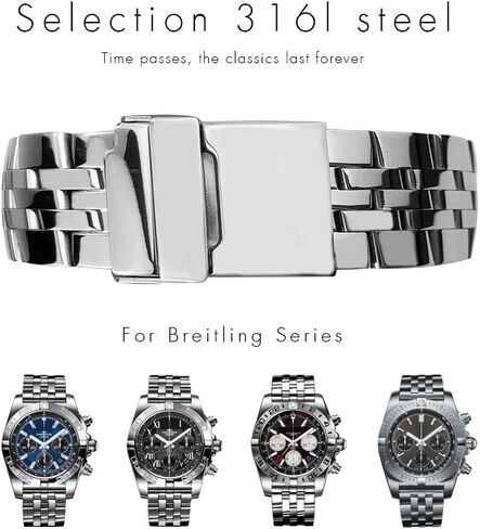 KLVN 24mm Wrist Bracelets 316L Stainless Steel Watch Strap For Breitling Premier Avenger Super Ocean 20mm 22mm Metal Watch Bands in Saudi Arabia