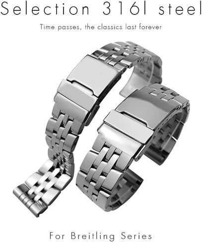 KLVN 24mm Wrist Bracelets 316L Stainless Steel Watch Strap For Breitling Premier Avenger Super Ocean 20mm 22mm Metal Watch Bands in Saudi Arabia