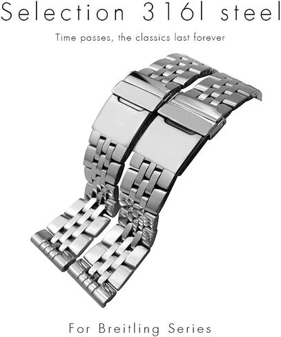 KLVN 24mm Wrist Bracelets 316L Stainless Steel Watch Strap For Breitling Premier Avenger Super Ocean 20mm 22mm Metal Watch Bands in Saudi Arabia