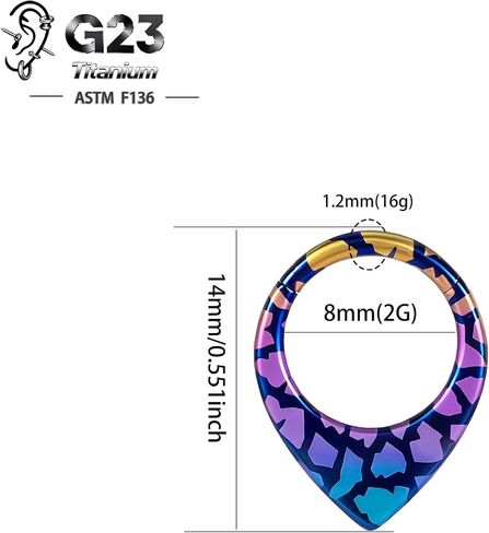 Vankula G23 التيتانيوم قزحي الحاجز الفرس الدائري 1.2mm 16G الحد الأدنى مستقبلية يتوقف الأنف الدائري هيبوالرجينيك اللولب الغضروف ثقب المجوهرات للنساء الرجال in Kuwait