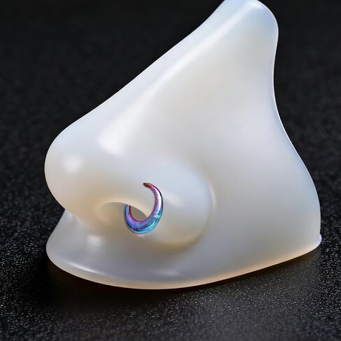 Vankula G23 التيتانيوم قزحي الحاجز الفرس الدائري 1.2mm 16G الحد الأدنى مستقبلية يتوقف الأنف الدائري هيبوالرجينيك اللولب الغضروف ثقب المجوهرات للنساء الرجال in Kuwait