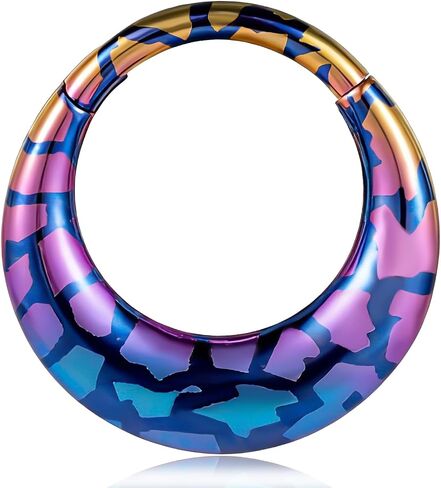 Vankula G23 Titanium Iridescent Septum Clicker Ring 1.2mm 16G Minimalist Futuristic Hinged Nose Ring Hypoallergenic Helix Cartilage Piercing Jewelry for Women Men in Saudi Arabia