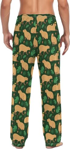 QUGRL Pajama Pants Men Cute Capybara Seamless Pattern Men's Pajama Bottoms Hand Drawn Sleep Lounge Pant with Pockets Drawstring XX-Large in Saudi Arabia
