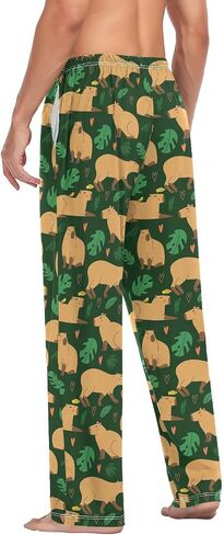 QUGRL Pajama Pants Men Cute Capybara Seamless Pattern Men's Pajama Bottoms Hand Drawn Sleep Lounge Pant with Pockets Drawstring XX-Large in Saudi Arabia