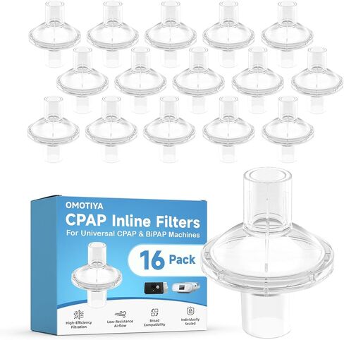 16-Pack CPAP Inline Filters, Universal Filters for CPAP & BiPAP Machines, Compatible with CACP Machine Size 22mm & 25mm CPAP Tube, CPAP Supplies & CPAP Accessories in Saudi Arabia