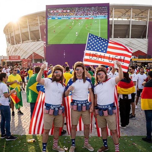 Mepase 5 Pcs 4th of July Outfit American Flag Costume Set- Cape Socks Sunglasses Beer Belt Mullet Wig for 250th Anniversary in Kuwait