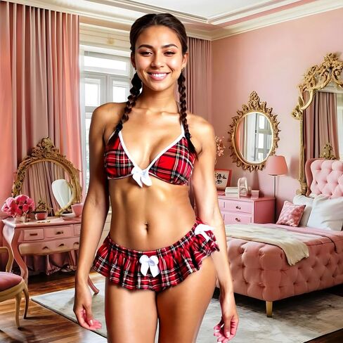 School Girl Outfit Lingerie, Schoolgirl Lingerie Outfit for Women Student Costume Roleplay Mini Skirt Halloween 2026 Onesize 2-8 in Saudi Arabia