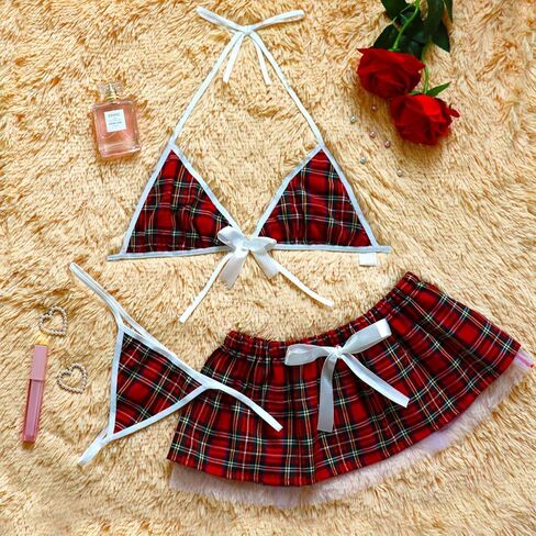 School Girl Outfit Lingerie, Schoolgirl Lingerie Outfit for Women Student Costume Roleplay Mini Skirt Halloween 2026 Onesize 2-8 in Saudi Arabia