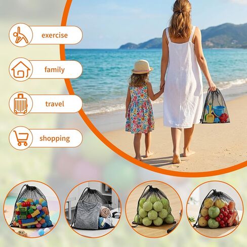 6-Pack Mesh Bags Drawstring- 11.8'' x 9.8'' Breathable Mesh Bag w/Lock for Gym,Travel, Camping, Beach - Multipurpose Storage Net Bag for Balls, Swim Gear, Laundry, Toys in Kuwait