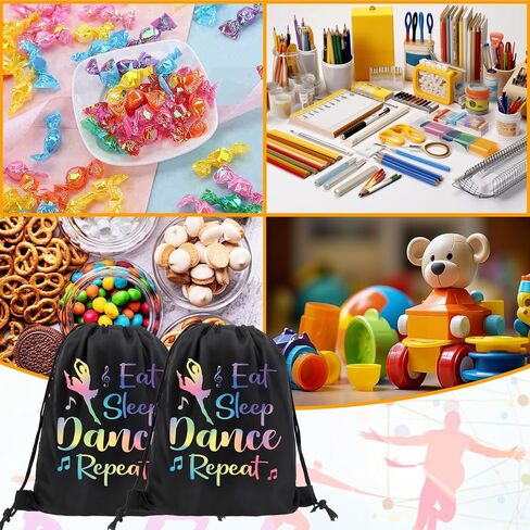 12 Pcs Dance Party Favor Bags Dance Drawstring Backpack Sports Party Supplies Goodie Bags for Dancer Storage Candy Snacks Treat Bag for Sports Theme Birthday Parties(9.8x11.8Inch) in Saudi Arabia