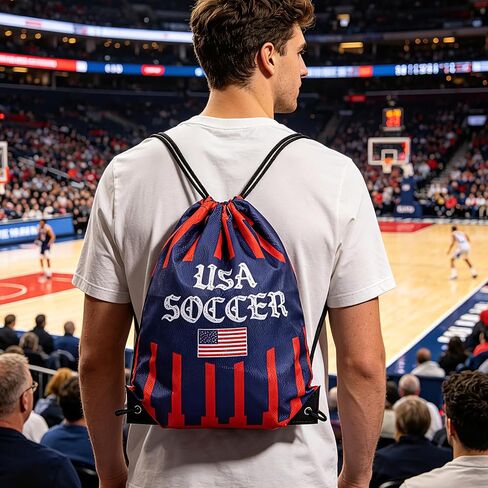 OUEST World Cup Drawstring Bag 2026 for Soccer Events, USA Flags Bag Great Gifts for Football Fans Gym String Bag for World Cup Events Sports in Saudi Arabia