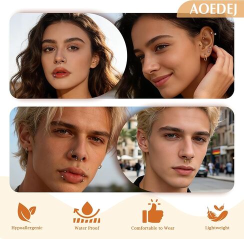 aoedej 20g التيتانيوم حدوة الحصان الأنف خواتم داخليا مترابطة الحاجز مجوهرات الشفاه خواتم هوب labret مجوهرات سبايك تشيكوسلوفاكيا الكرة الحصان حذاء الأنف الدائري الأطواق للنساء الرجال in Kuwait