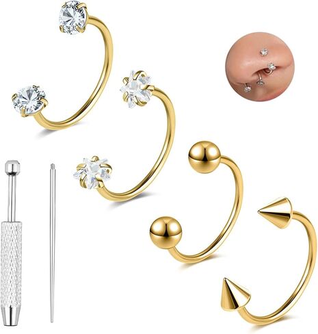 aoedej 20g التيتانيوم حدوة الحصان الأنف خواتم داخليا مترابطة الحاجز مجوهرات الشفاه خواتم هوب labret مجوهرات سبايك تشيكوسلوفاكيا الكرة الحصان حذاء الأنف الدائري الأطواق للنساء الرجال in Kuwait
