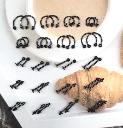 40Pcs 16G Lip Rings 316L Surgical Steel Snake Bite Labret Jewelry Monroe Lip Barbell Ring Daith Tragus Helix Nose Septum Piercing for Women Men 6mm/8mm/10mm/12mm in Saudi Arabia