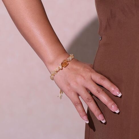 Irregular Crystal Chips Beaded Bracelets Raw Citrine Tumbled Stones Bracelets for Women Adjustable Handmade Wealth Jewelry in Saudi Arabia
