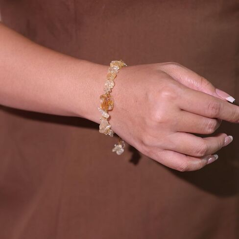 Irregular Crystal Chips Beaded Bracelets Raw Citrine Tumbled Stones Bracelets for Women Adjustable Handmade Wealth Jewelry in Saudi Arabia
