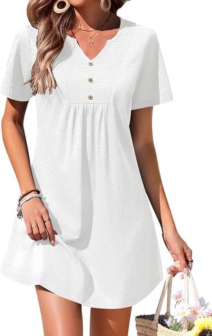 Ekouaer Women's Swimsuit Coverup Short Sleeve Bathing Suit Cover Up V Neck Beach Cover Up Dress Vacation Outfits 2026 in Saudi Arabia